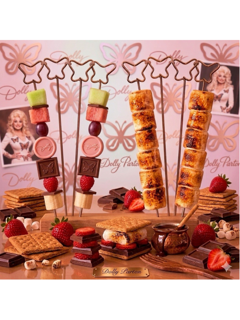 Dolly Parton Memorabilia Butterfly BBQ Kabob Marshmallow Roast Fruit Skewers NEW - Picture 2 of 7